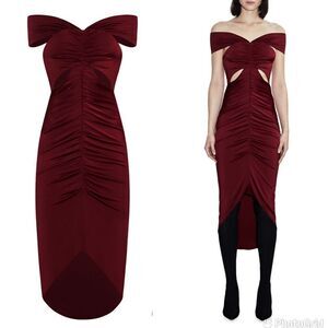 NEW Et Ochs Everly Off The Shoulder Dress Crimson Red Ruched Size 6